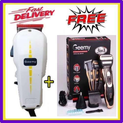 Geemy Professional Electric Hair Trimmer Shaving Machine Plus 3 In 1 Smoother,Nose , Hair Trimmer