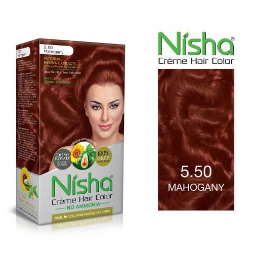 Nisha Crème Hair Color 5.5 Mahogany (60gm + 60ml + 18ml)