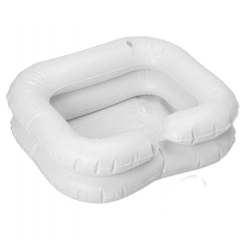 Inflatable Shampoo Basin for Bedside, Shampoo Tub for Locs, Portable Shampoo Bowl for Elderly, Disabled, Pregnant, Injured, Bedridden, Handicapped, Hair Washing Tray for Sink at Home (White)