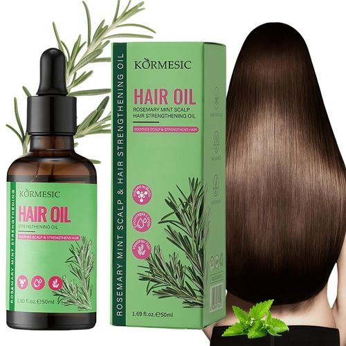 Rosemary Mint Oil Hair Growth and Strengthening Oil Infused with Biotin Nourish Hair Follicles Dry Scalp, Split Ends, Rosemary Mint Hair Loss Treatment & Thickens Hair,Scalp Care Promotes Hair Thickness_50ML