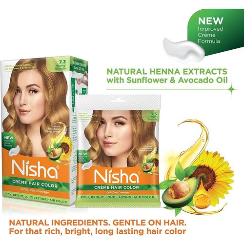 Nisha Crème Hair Color 7.3 Honey Blonde (20gm+ 30ml) Pack Of 10