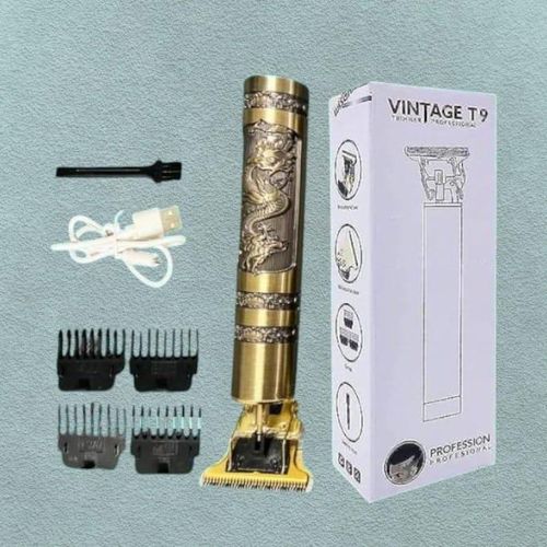 Vintage T9 Lightweight Metal Body Easy to Clean Fast USB Charging Cordless Hair & Beard Clipper Trimmer with Long Battery Life