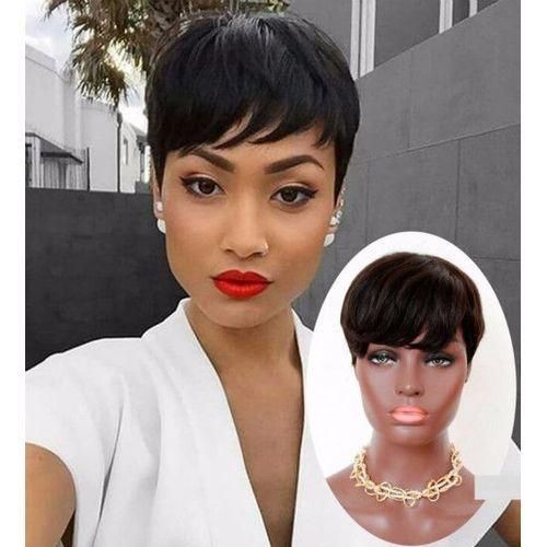 Pixie Cut Short Straight Black Ladies Wigs