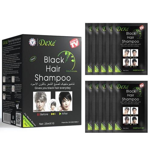 Dexe Black Hair Shampoo (Natural Black) One Box = 25Mlx10Pouch