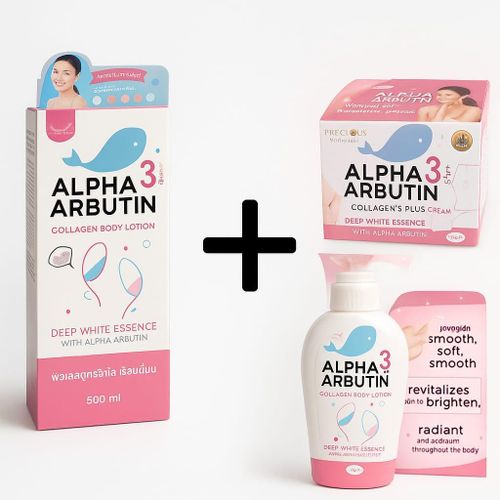 Arbutin (NEW ADVANCED ) 2IN1 COMBO ALPHA COLLAGEN 3 PLUS CREAM 100G & COLLAGEN LOTION 500ML
