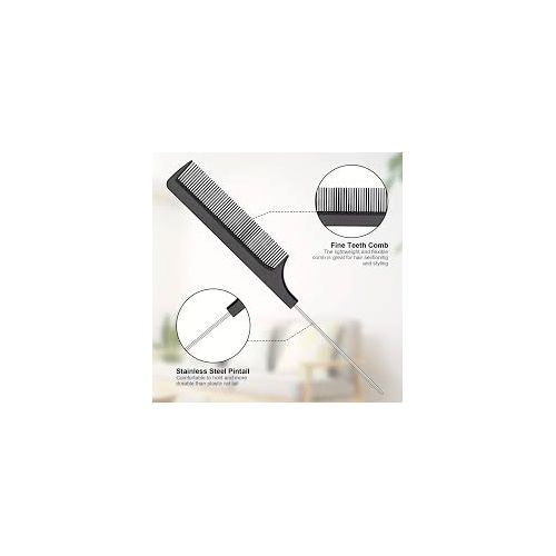 Black Fine-tooth Metal Pin Comb