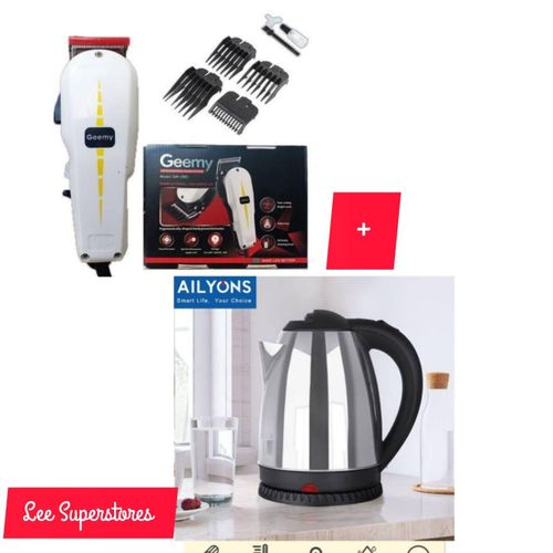 Geemy 1021 Kinyozi Clipper + Electric Kettle 1.8 Litres
