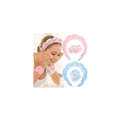 1pc Spa Headband & Wrist Band Set For Facials