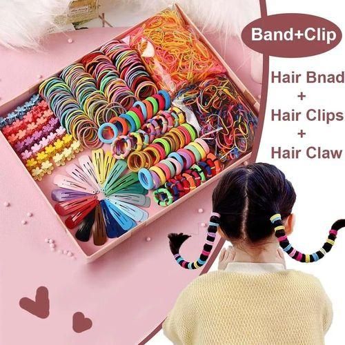 780 PCS Girls Hair Accessories Set, Elastic Hairbands Small Hair Ties, Slip Metal Snap Hair Clips Barrettes For Kids Teens Women