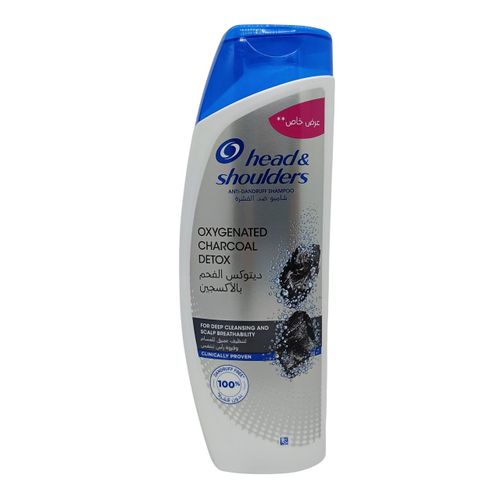 Head & Shoulders Oxygenated Charcoal Detox Anti-dandruffs Shampoo. Deeply Cleanses hair & Scalp, Makes scalp breath, Prevent & Remove dandruffs, Flakes, Split Ends, Hair Loss, Hair Breakage, Hair Damage, Shines, Smooths & Softens the hair