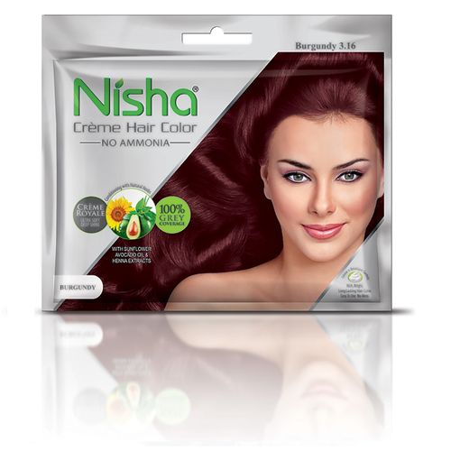 Nisha Crème Hair Color 3.16 Burgundy (20gm+ 20ml) Pack Of 8