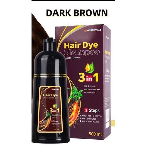 Meidu Dark Brown Hair Dye Shampoo 3 in 1 for Gray Hair, Hair Dye for Women Men, Hair Color with Herbal Ingredients Natural