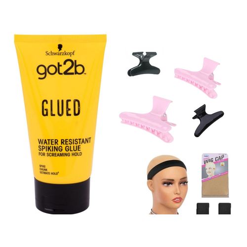 Schwarzkopf Got2b Glue water resistant + hair clips + Elastic band + wig cap