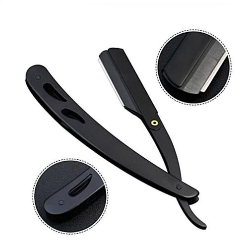 Razor Holder Men Shaving Holder Haircut Tool Stainless Steel Barber Straight Razor Shavette Razor Foldable Straight Edge Razor Classic Barber Razor Professional Shaving Razor