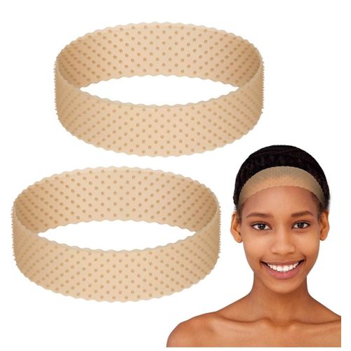 2 Pieces Adjustable Silicone Wig Headband Fix Non Slip Wig Bands Seamless Grip Strong Holder for Men Women Sports Yoga (Light Brown)