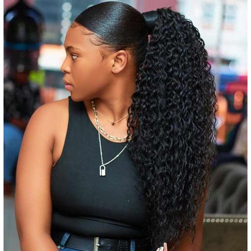 Black Kinky Curly Drawstring Ponytail Hair Extension