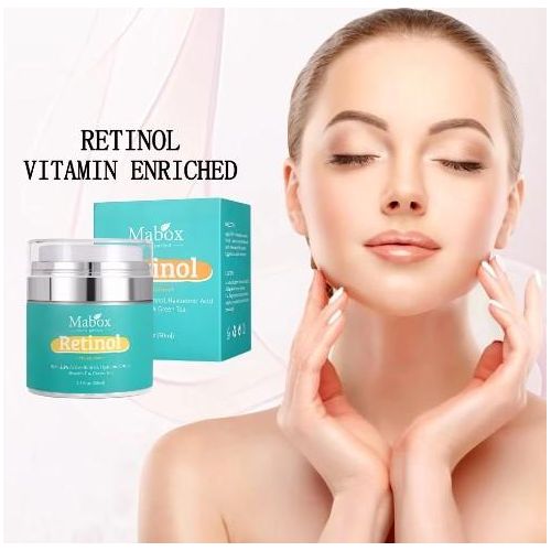 Mabox Moisturizer Cream for Face and Eye Area with 2.5% Active Retinol, Hyaluronic Acid, Vitamin E, Anti Aging Formula Reduces Wrinkles, Fine Lines, Best Day and Night Cream (1.7 Fl. Oz)