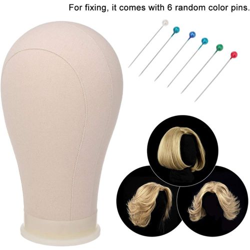 Cork Canvas Block Head Mannequin Head Wig Display Styling Head Manikin Canvas Head, You Could Put Pins and Hold Wigs Easily. Very Easy and Convenient to Use, Great for Wig Making, Fixing Wig Making+ FREE Pins