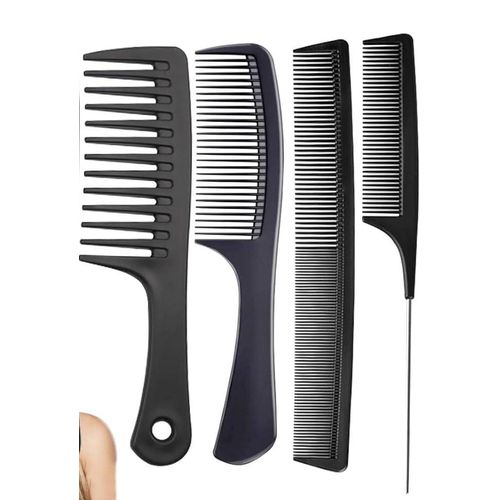 4Pcs Assorted Hair Combs Set, Large Wide Tooth Comb, Rat Tail, Fine Tooth Comb For Women Men Fine Thick Curlys Wet Hair Styling Detangling Parting Cutting