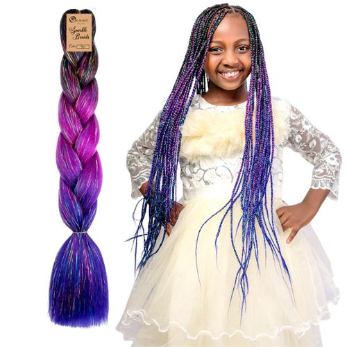 Ombré Braids KE Sparkle Braid Glitter Ombre Braiding Hair Grape Sparkle Braid