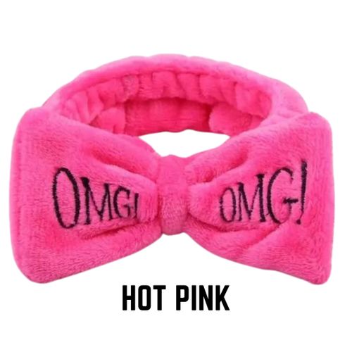 OMG Cute & Comfy Headband -Hot Pink Fleece Fuzzy Women Stretchy Soft for Hair