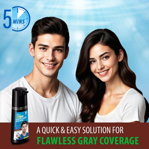 Nisha Shampoo Hair Color Dye in 5 Minutes, 100% grey coverage, Men & Women, All Hair, Dark Brown, 180ml