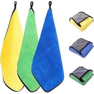 Multipurpose Microfiber Cleaning Cloth - Highly Absorbent -Soft & Lint Free Multi-Colour Towels for Baby, Hands, Home, All Vehicles Bike, Car, (Pack of 3, 30 x 40 cm)