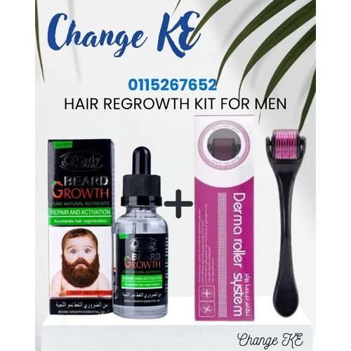 Aichun Beauty BEARD OIL ,BEARD & HAIR GROWTH KIT + DERMAROLLER 0.5MM, BEARD GROWTH MAINTENANCE FOR THICKER ,FULLER DENSER & HEALTHIER BEARD
