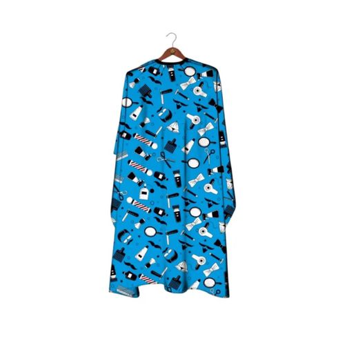 BLUE BARBER PRO GOWN HAIR DRESSING WITH SOFT RUBBER NECK