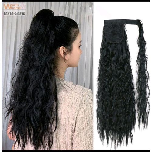 Premium 24" Black Ponytail Hair Extension Corn Curly Wave