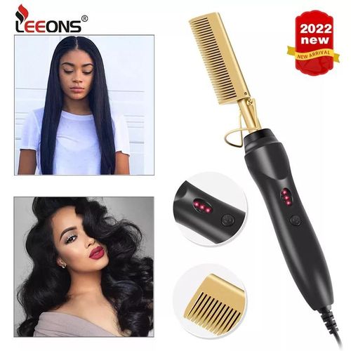 Hot Comb Electric Hair Straightener Brush With Multifunctional Copper Brush For Wet And Dry Hair African Hair And Wigs