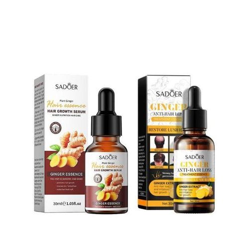SADOER 2 PCs Ginger Hair Growth + Anti-Hair Loss Serums Promotes Scalp Treatment, Nourishes, Improves Hair Re-growth, Dryness, Develop Dense Hair & Removes Dandruffs