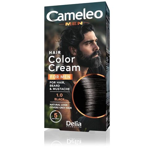Cameleo men permanent Hair Dye Black Colour for Hair, Beard & Moustache Natural Colour Effect in 5 Minutes Cover Grey Hair Ammonia, PPD, Paraben FREE 30ml