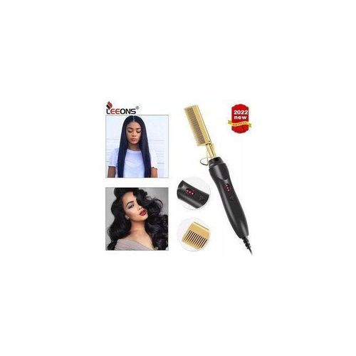 2 In 1 Electric Hot Comb Hair Straighter/Curler Flat Iron For Natural Hair & Wigs.