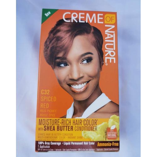 Creme Of Nature Moisture Rich Hair Color Kit, C32 Spiced Red, 1 Application- With shea butter Conditioner.