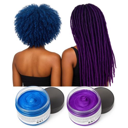 Mofajang 2-Pack, Purple And Blue Temporary Hair Colors | Washable, Vibrant, Non-Damaging Hair Dye for Parties, Festivals, Cosplay, Halloween & Everyday Fun- 120g each