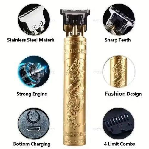 Vintage T9 Trimmer Professional Cordless Hair Clipper Dragon Style, Rechargeable Trimmer For Beard, Hairs, Moustache & Face, Electric T Blade Zero Gapped Shaving Machine T9 Trimmer