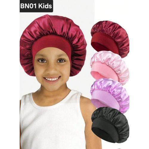 2pcs Wide Band Satin Sleep Bonnet Sleep Cap For KIDS