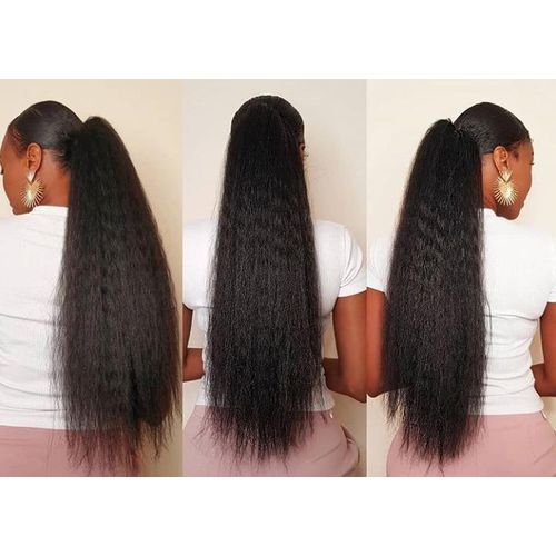 Straight Kinky Drawstring Ponytail Semi Human Hair Extension