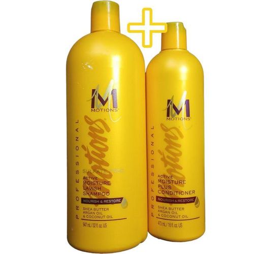 Motions Active Moisture LAVISH SHAMPOO + CONDITIONER Nourish & Restore SHEA BUTTER ARGAN OIL COCONUT OIL