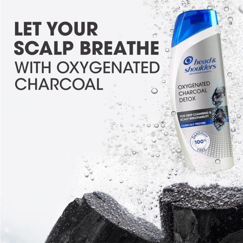 Head & Shoulders 100% Anti-Dandruff Shampoo, Oxygenated Charcoal Detox for Deep Cleansing and Unclogging Pores-400 mL.