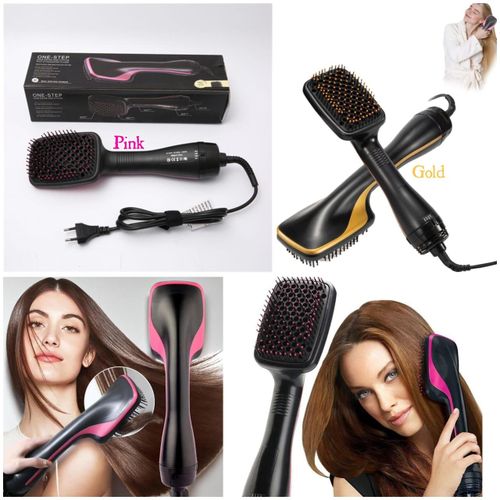 2 In 1 Hair Dryer/ Brush One Step Hair Blower Electric Hot Air Brush - Black/pink, Black/Gold