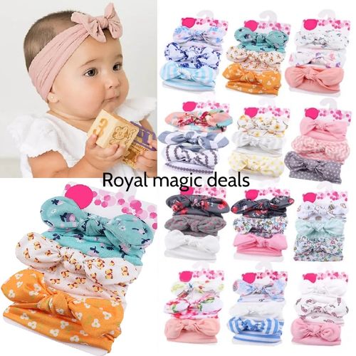 3PC Gorgeous Floral Girls Headband Stretchy Tarban