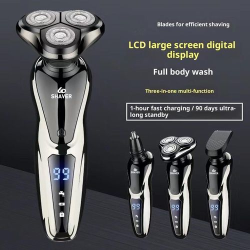 Shaver LCD Digital Display Full Body Washable Haircut Nose Hair Shaving 3-in-1 Electric Razor
