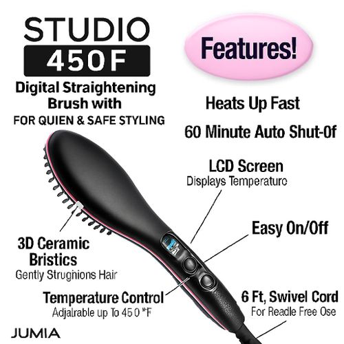 5 in 1 Electric Hot Comb Brush - Hair Straightener Blowout Dryer for Silky Smooth Styling-
