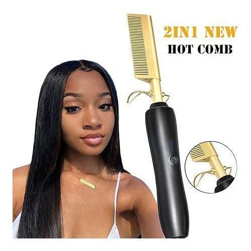 Professional Straightening Irons - Hot Comb Hair Straightener Ceramic for Women Beard Straightener for Men Electric Hot Comb Press Comb