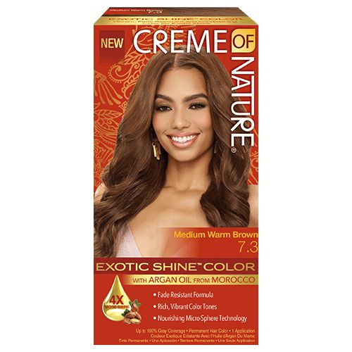 Creme Of Nature Gel Hair Color - MEDIUM WARM BROWN #7.3 (45g + 14.17ml + 11g)