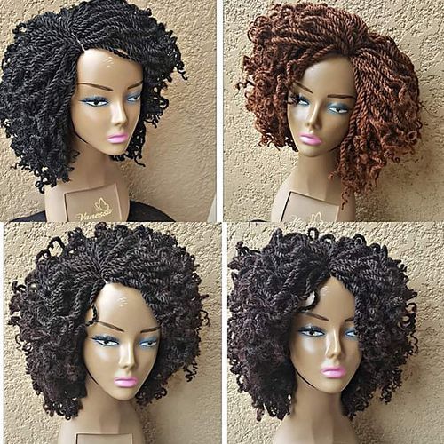 Braided Wig Kinky Braids Wig With Lace Closure Bulky