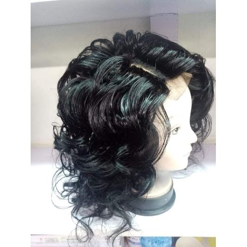 Human Hair Short Curly Wig- Black