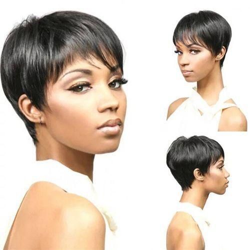 Fashion Semi Human Pixie Wig_black